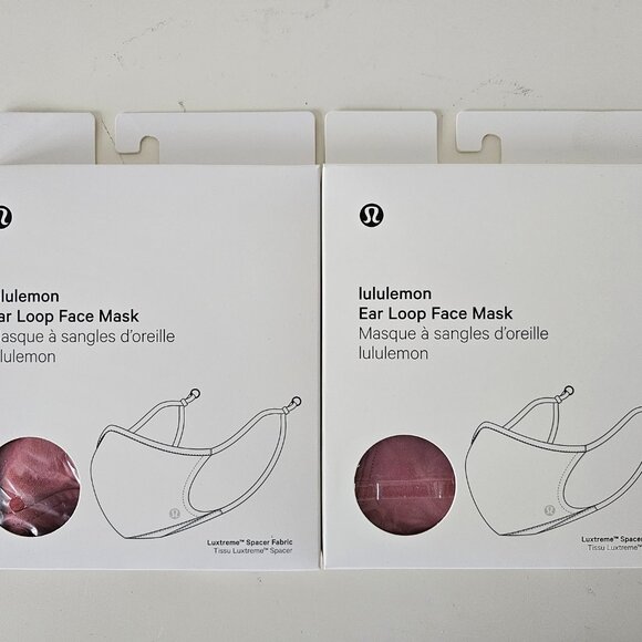 2 x NIB LULULEMON BRRO Pink Rose Ear Loop Adjustable Face Mask Unisex OS - Picture 1 of 5